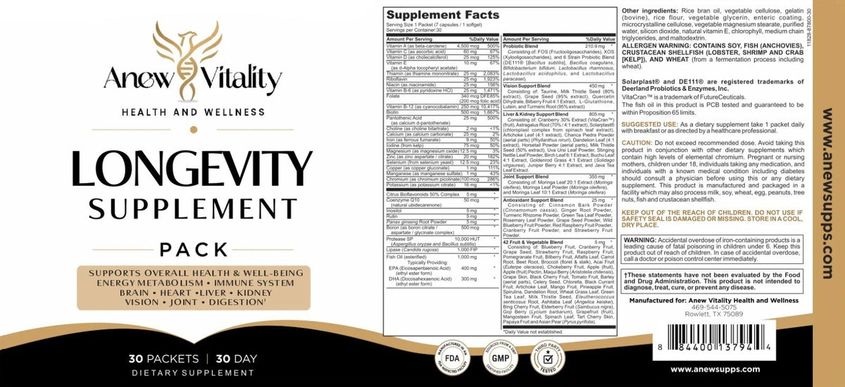 Longevity Supplement –Single
